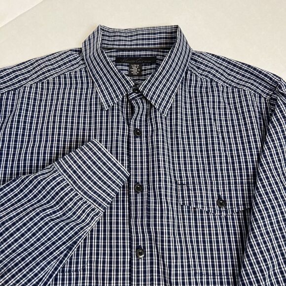 Kenneth Cole New York‎ Men's Dress Shirt Size Large 16.5 Blue Check Long Sleeve - Picture 5 of 9